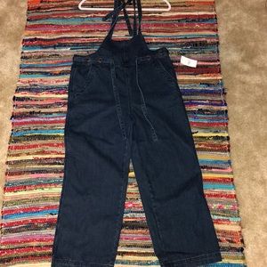 Wide leg dark wash Overalls